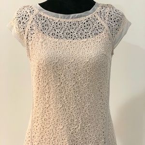 XS, Nude lace, back zipper Blouse